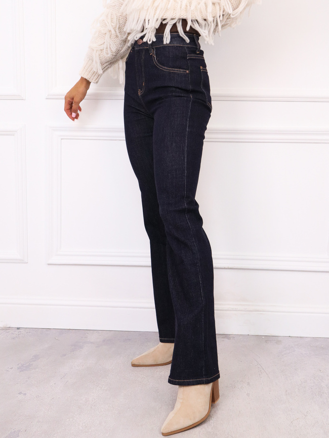 SPODNIE JEANSOWE DZWONY FLARE- CIEMNOJEANSOWE