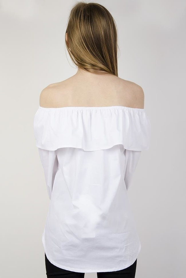 Koszula biała z hiszpańskim dekoltem