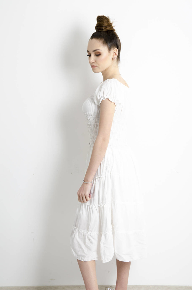 SUKIENKA HISZPANKA MIDI Z GUMĄ W PASIE- BIAŁA