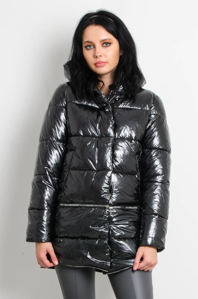 CZARNA KURTKA WINYLOWA 3W1