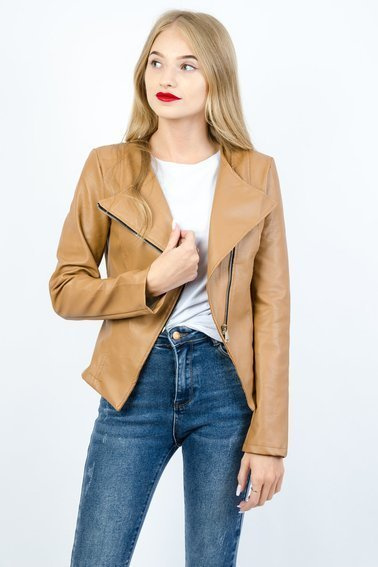 BRĄZOWY SKAJKOWY ŻAKIET ZE SREBRNYM ZAMKIEM