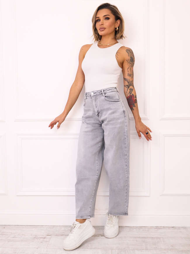 SPODNIE JEANSOWE BALLOON Z PRZETARCIAMI