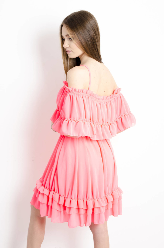 SUKIENKA HISZPANKA Z FALBANAMI - RÓŻOWA