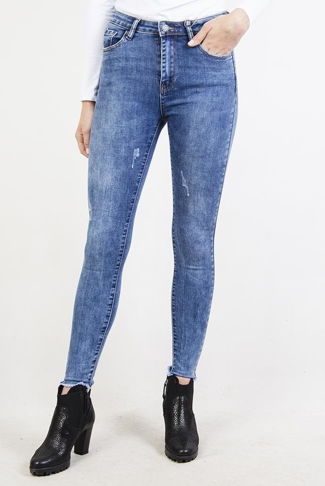 Jeansowe spodnie skinny jeans z wysokim stanem