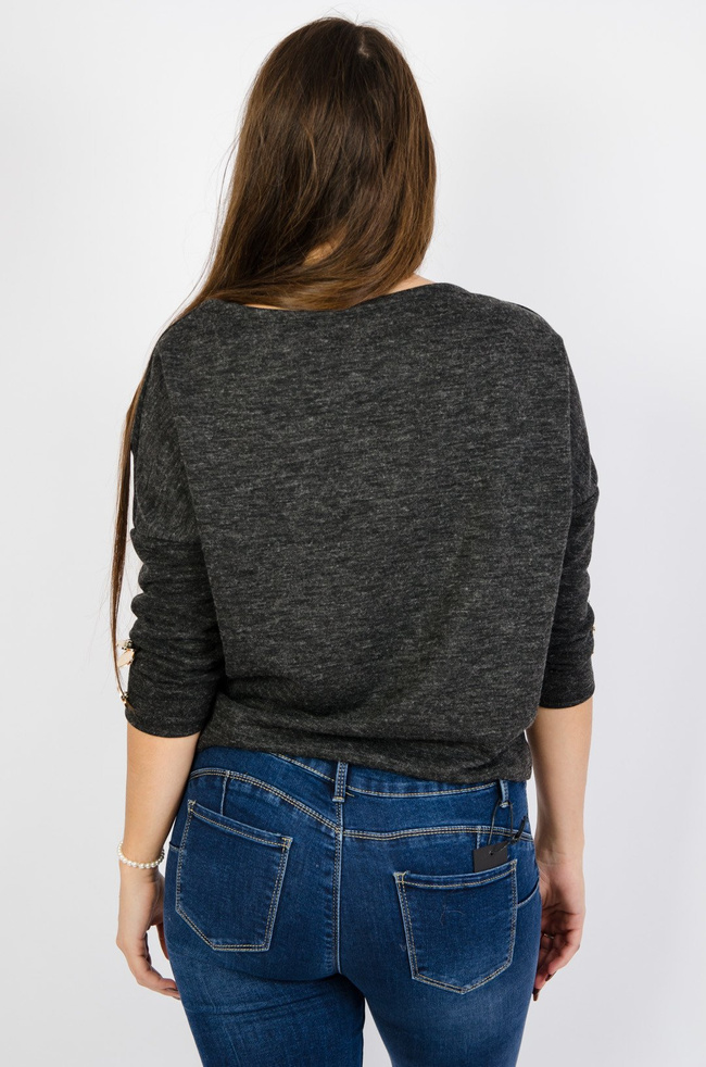 Ciemno-szara bluzka z lejącym dekoltem 