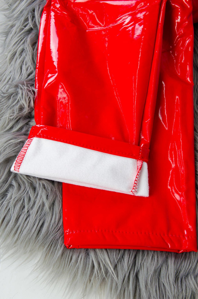 CZERWONE WINYLOWE LEGGINSY SPODNIE Z WYSOKIM STANEM 