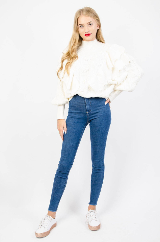 KREMOWY SWETER Z PÓŁGOLFEM