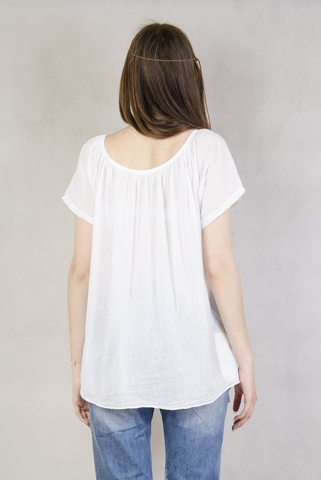 Bluzka biała haftowana  3/4 rękaw