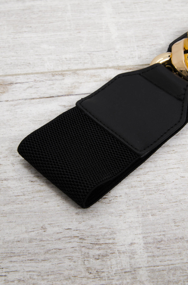 PASEK CZARNY NA GUMIE Z ŁAŃCUCHEM 