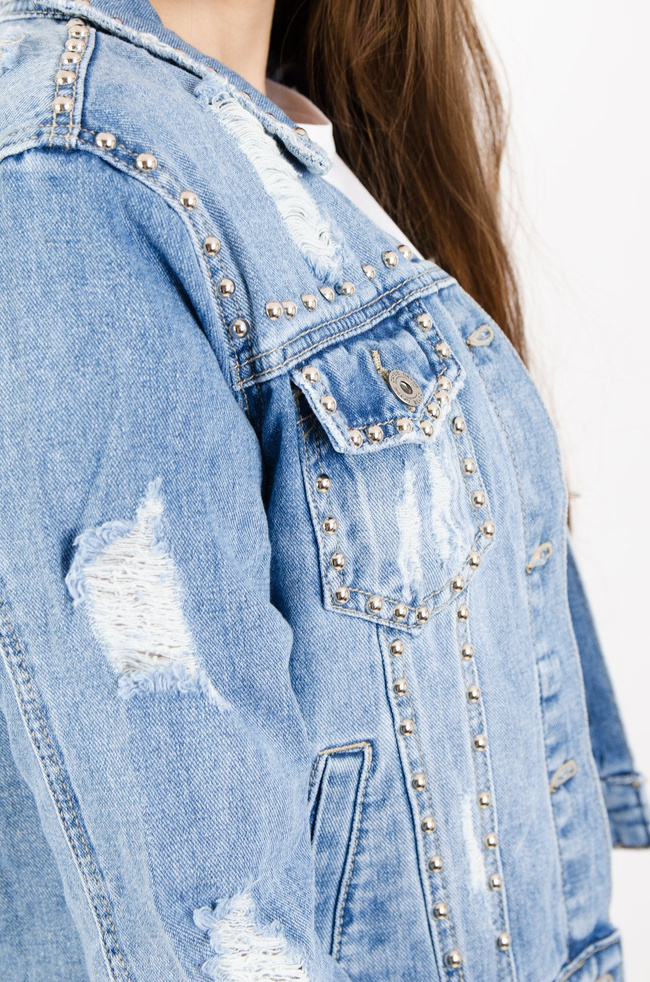 KRÓTKA KURTKA JEANSOWA Z DŻETAMI