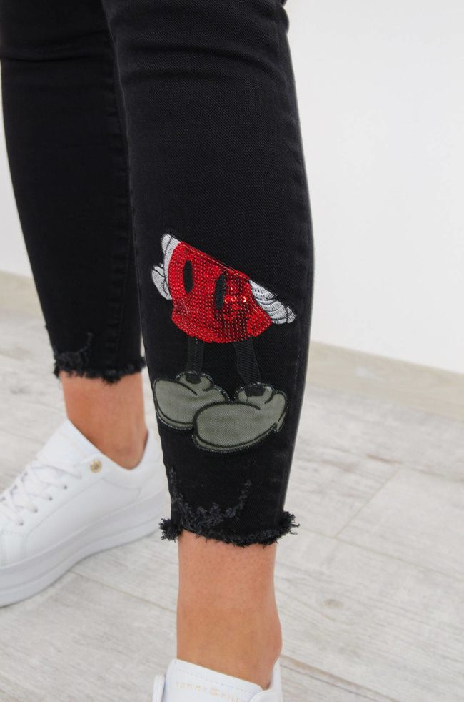 CZARNE SPODNIE Z APLIKACJĄ