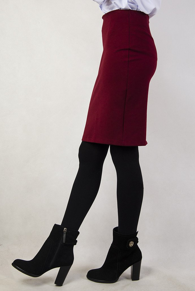 Bordowa ołówkowa spódnica