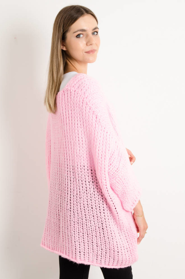 SWETER ASYMETRYCZNY OVERSIZE- JANO-RÓŻOWY