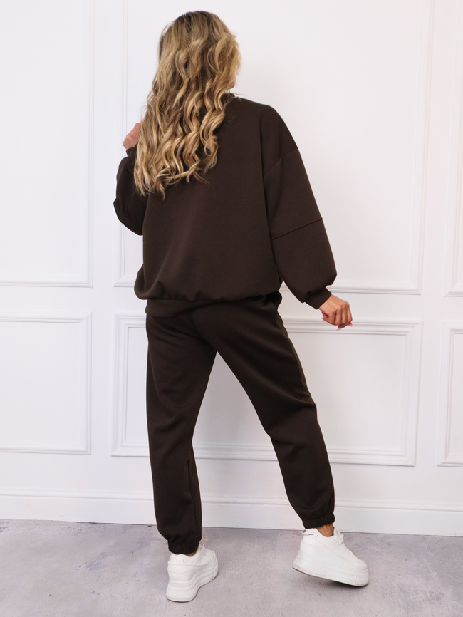 KOMPLET DRESOWY MASEŁKO BLUZA + SPODNIE- CZEKOLADOWY