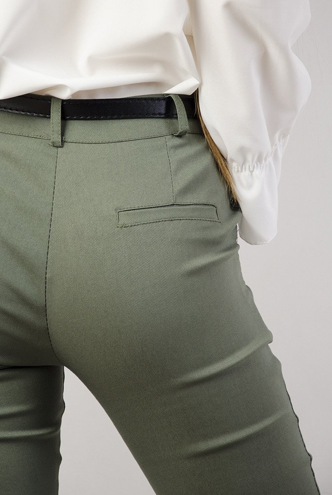 Zielone eleganckie spodnie z paskiem