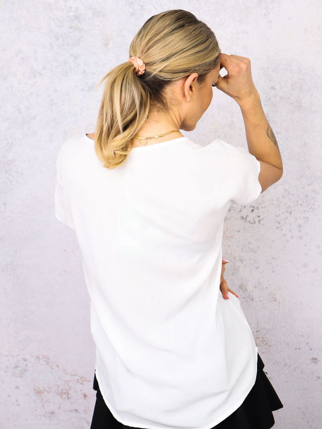 ASYMETRYCZNY T-SHIRT OVERSIZE- BIAŁY