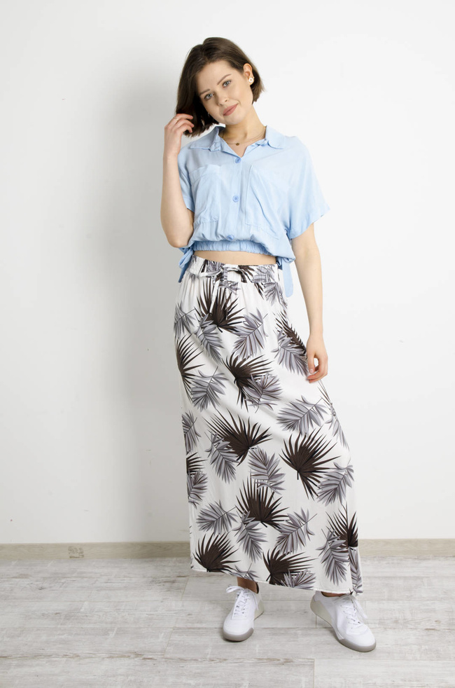 KOSZULA WIĄZANA Z KIESZENIAMI - NIEBIESKA