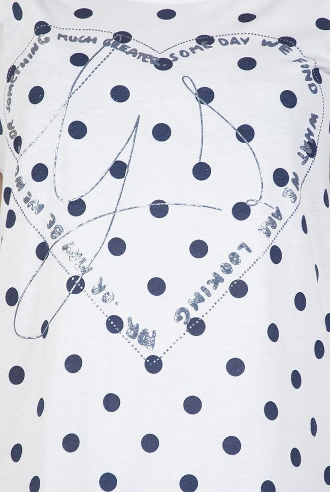 Biała bluzka w granatowe grochy