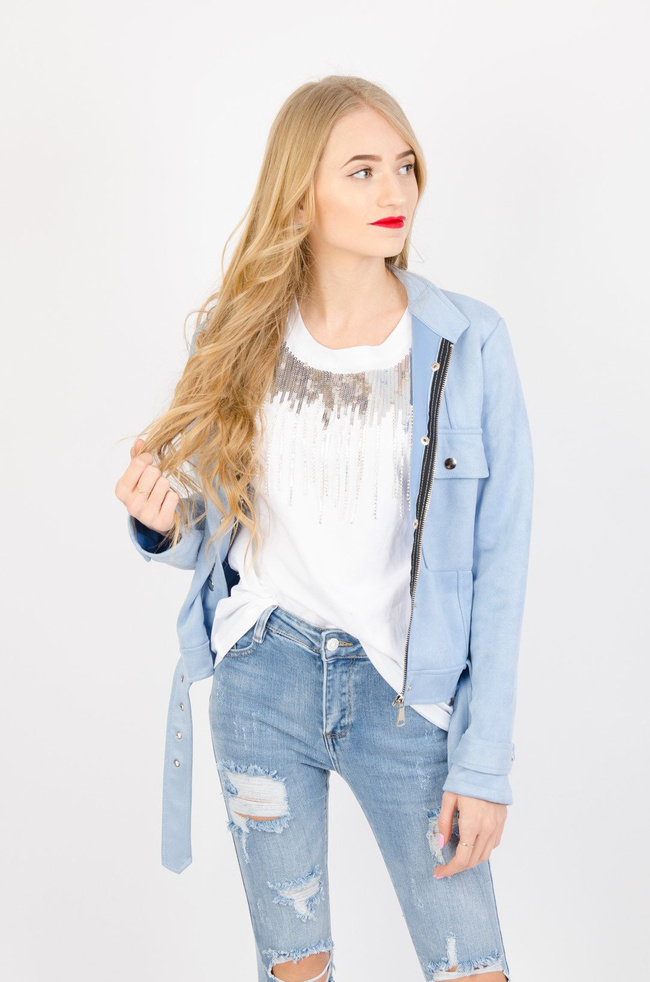 RAMONESKA Z IMITACJI ZAMSZU W KOLORZE NIEBIESKIM 