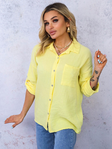 KOSZULA MUŚLINOWA Z KIESZENIĄ Z PRZODU- ŻÓŁTA