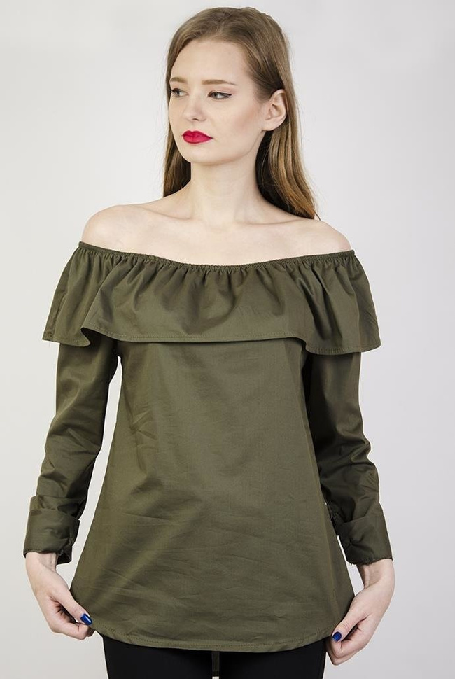 Koszula zielona z hiszpańskim dekoltem