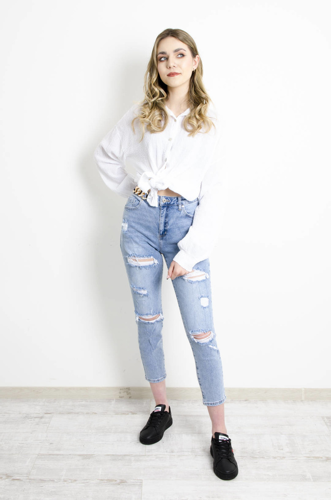 KOSZULA MUŚLINOWA W KOLORZE BIAŁYM 