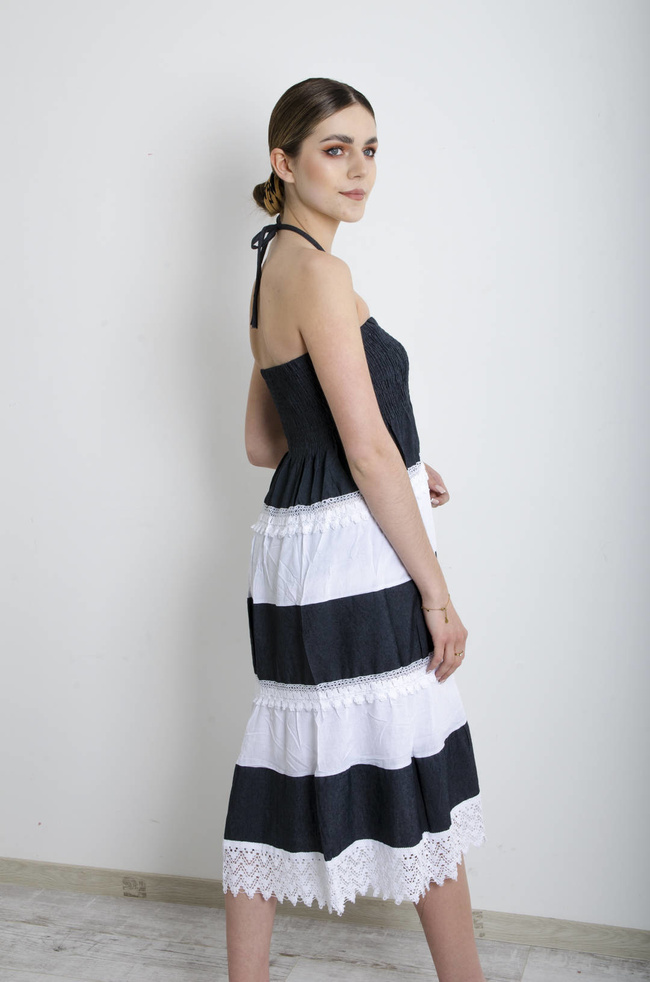 SUKIENKA W PASKI Z KORONKĄ- SZARA