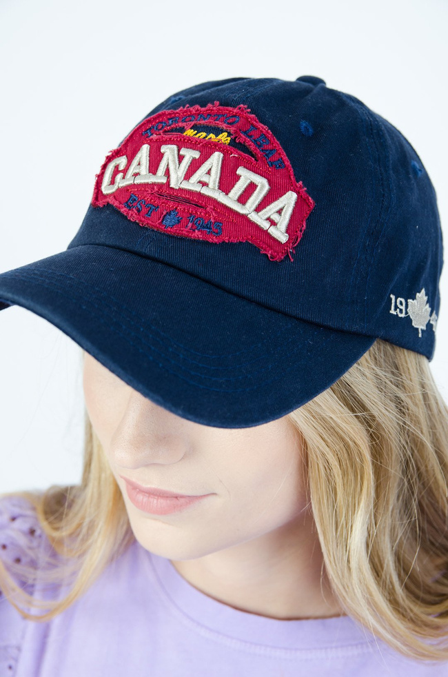 GRANATOWA CZAPKA Z DASZKIEM "CANADA"