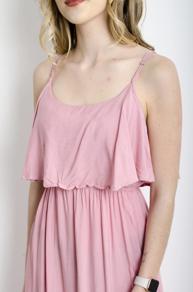 SUKIENKA HISZPANKA MAXI NA RAMIĄCZKA- RÓŻOWA