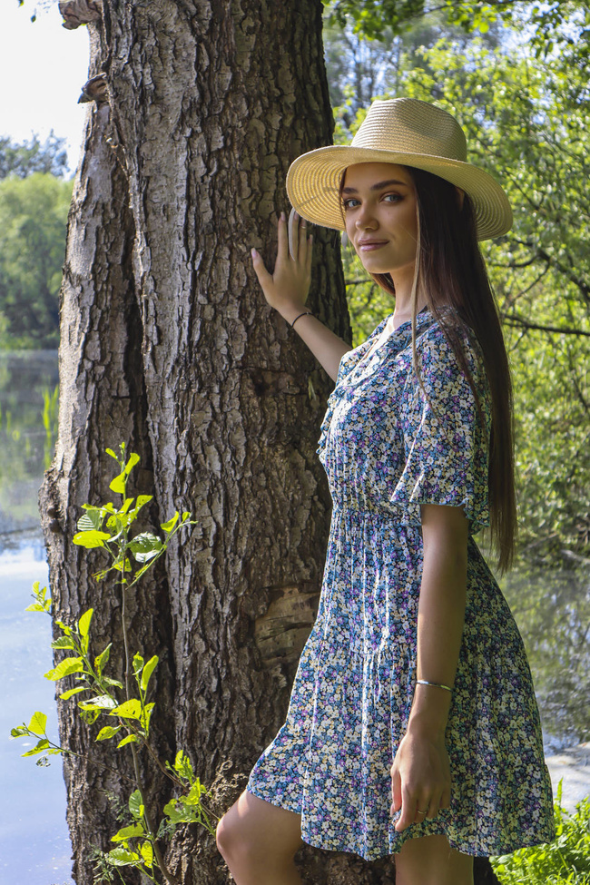 SUKIENKA MINI W KWIATY - FIOLETOWA