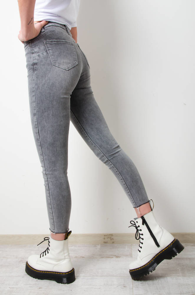 SPODNIE JEANSOWE SKINNY PUSH UP- SZARE