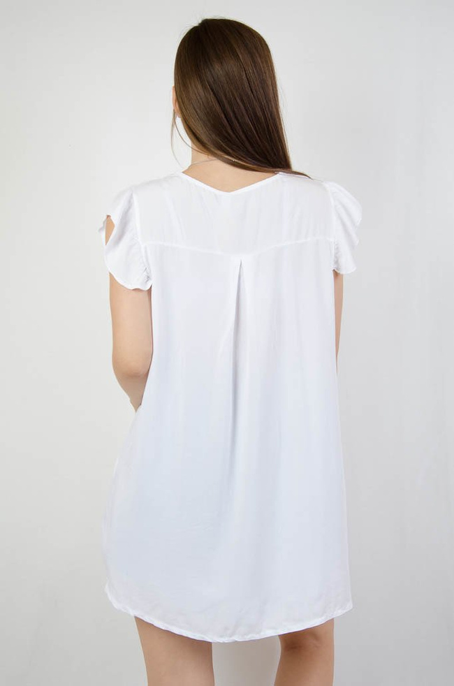 BIAŁA BLUZKA AŻUROWY DEKOLT 