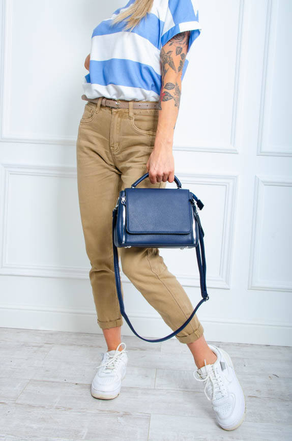 TOREBKA LISTONOSZKA Z OZDOBNYMI ZAMKNAMI- GRANATOWA