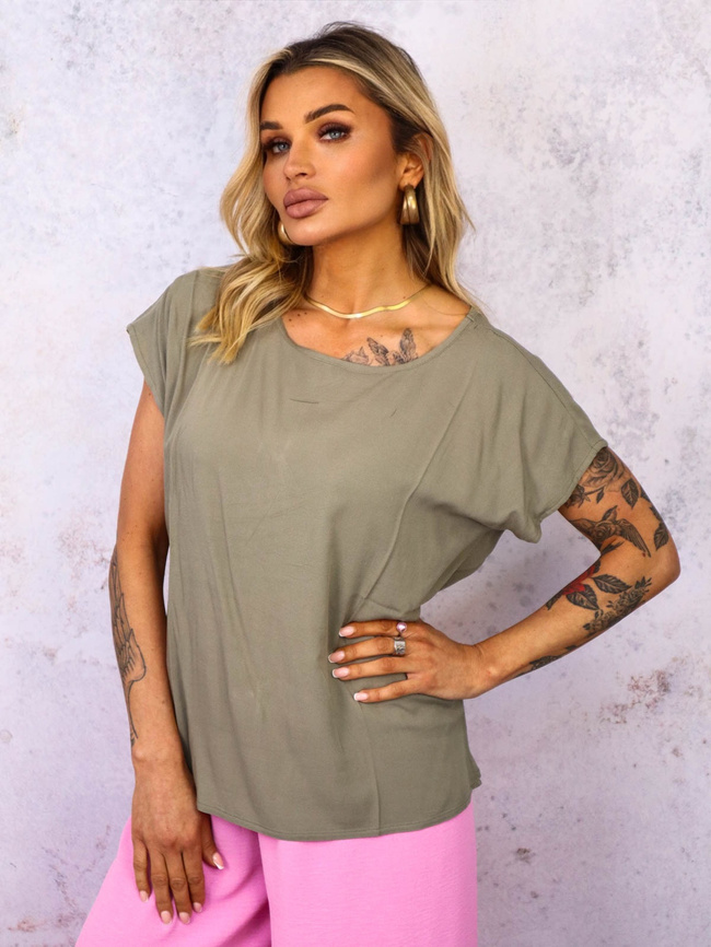 ASYMETRYCZNY T-SHIRT OVERSIZE- ZIELONY