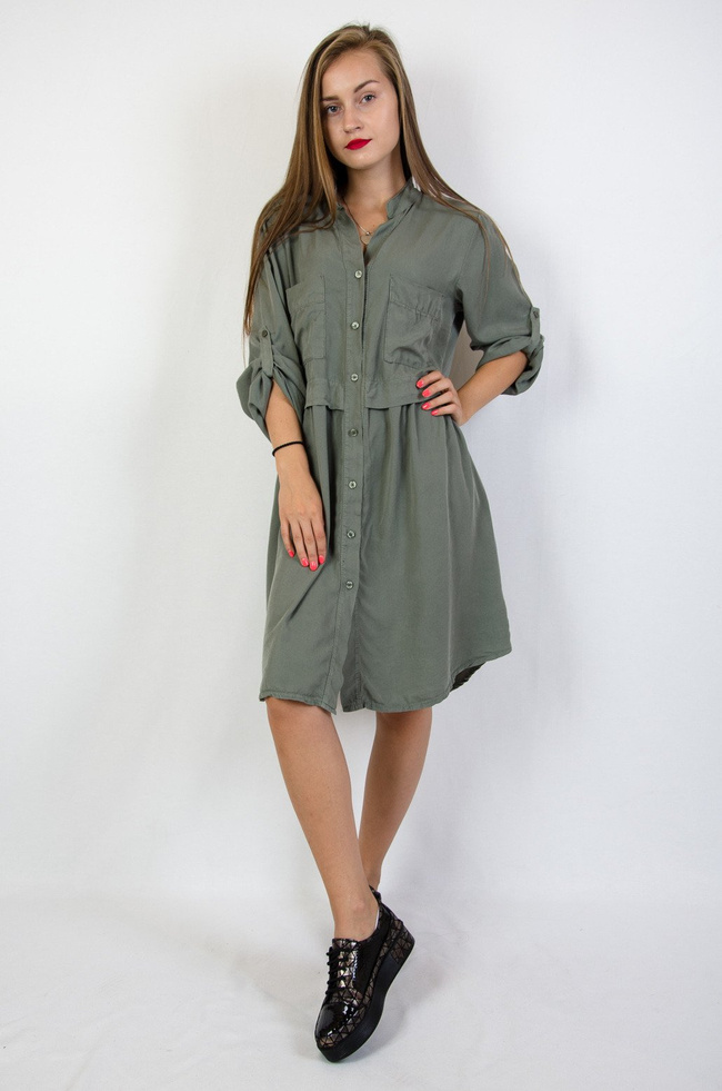 Zielona dwuwarstwowa sukienka oversize 