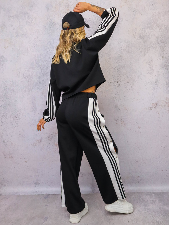 KOMPLET DRESOWY BLUZA+ SPODNIE Z LAMPASAMI- CZARNY