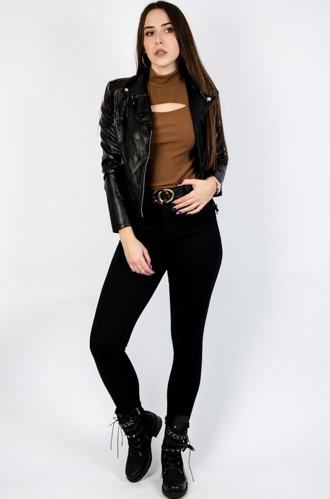 CZARNY PASEK ZŁOTĄ KLAMRĄ 