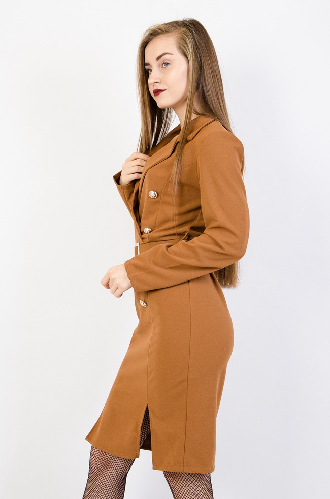 Brązowa sukienka a'la marynarka