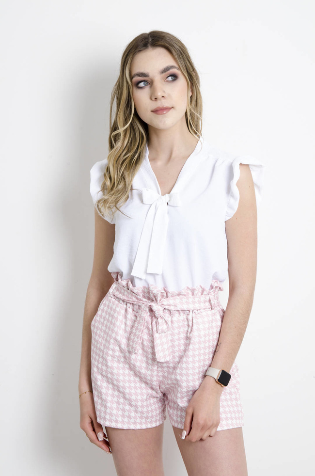 BLUZKA Z WIĄZANIEM BIAŁA