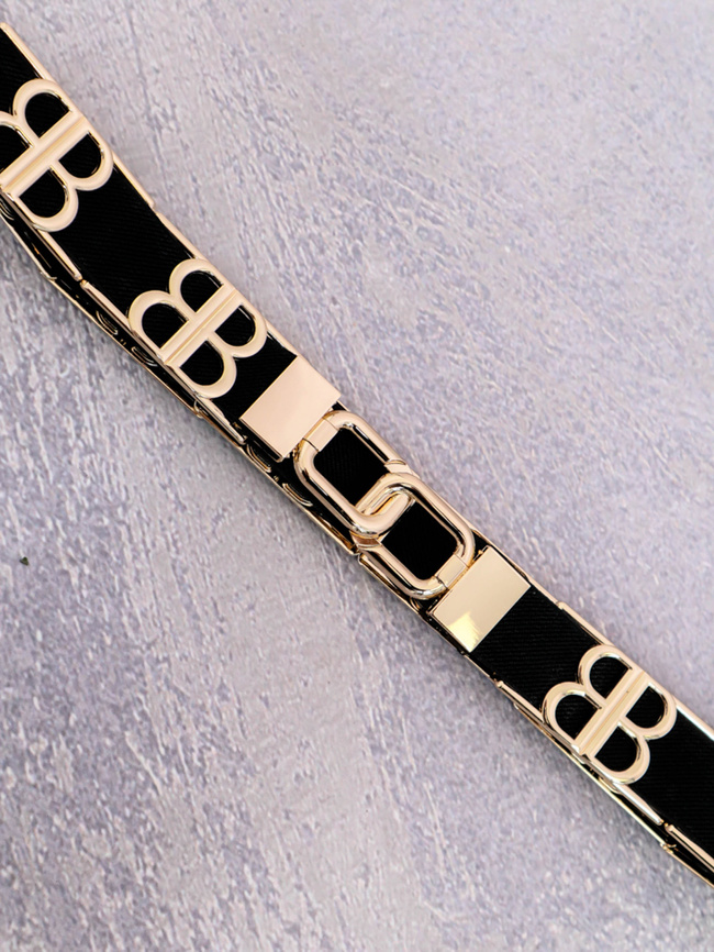 PASEK NA GUMIE ZE ZŁOTYMI ELEMENTAMI BB- CZARNY