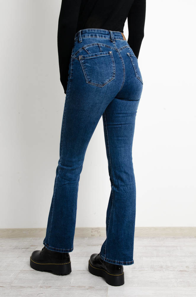 SPODNIE JEANSOWE FLARED JEANS PUSH UP- WYSOKI STAN 