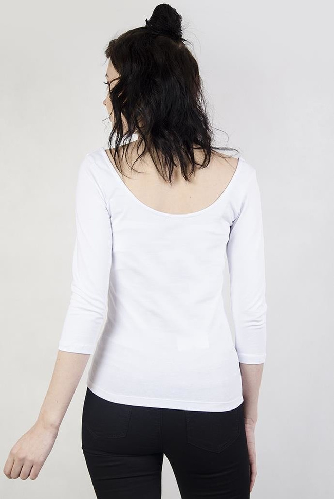 Biała bluzka z dekoltem łódką