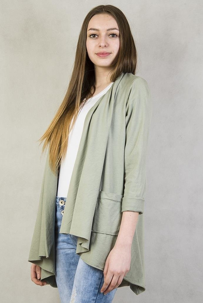 Zielona narzutka z przedłużanym tyłem