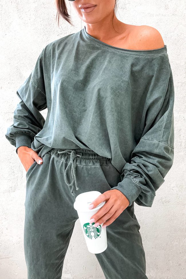 KOMPLET OVERSIZE SPODNIE+ BLUZA- ZIELONY