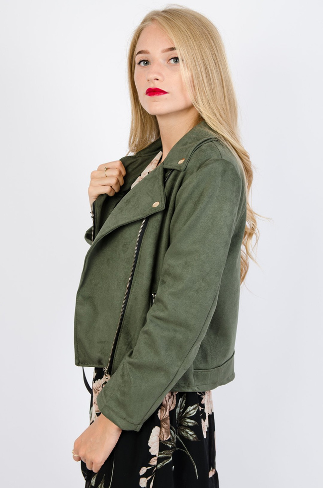 Zielona zamszowa ramoneska M-XXL