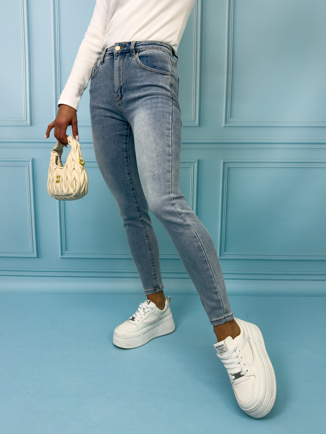 SPODNIE JEANSOWE SKINNY Z WYSOKIM STANEM- CZARNE