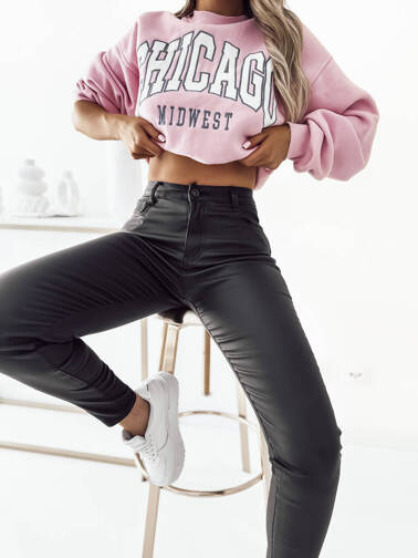 SPODNIE WOSKOWANE PUSH UP Z WYSOKIM STANEM- CZARNE