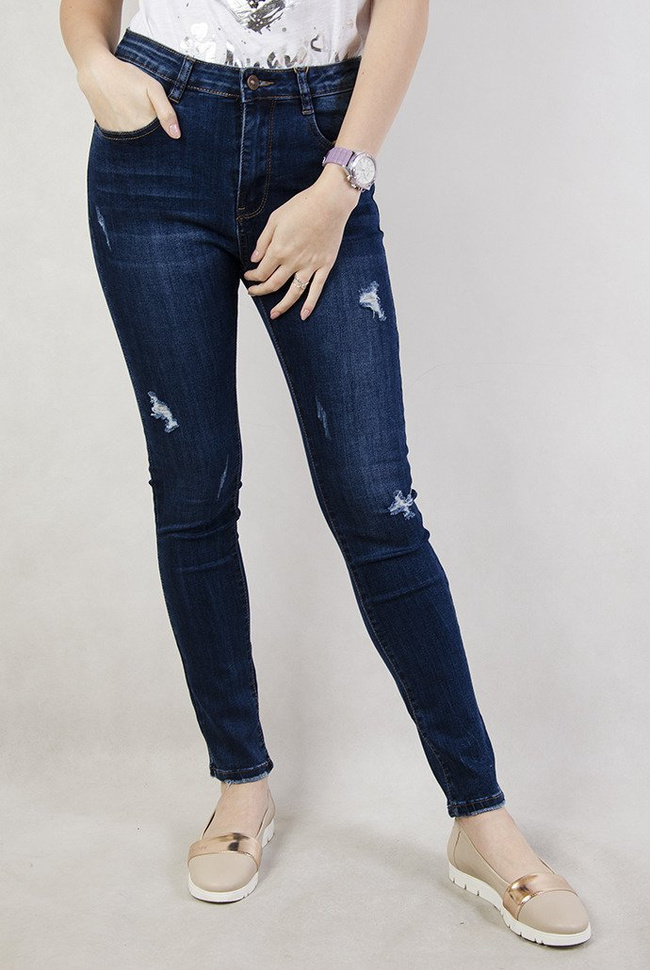 (Rozmiary L-XXXXL) Spodnie skinny jeans z przetarciami