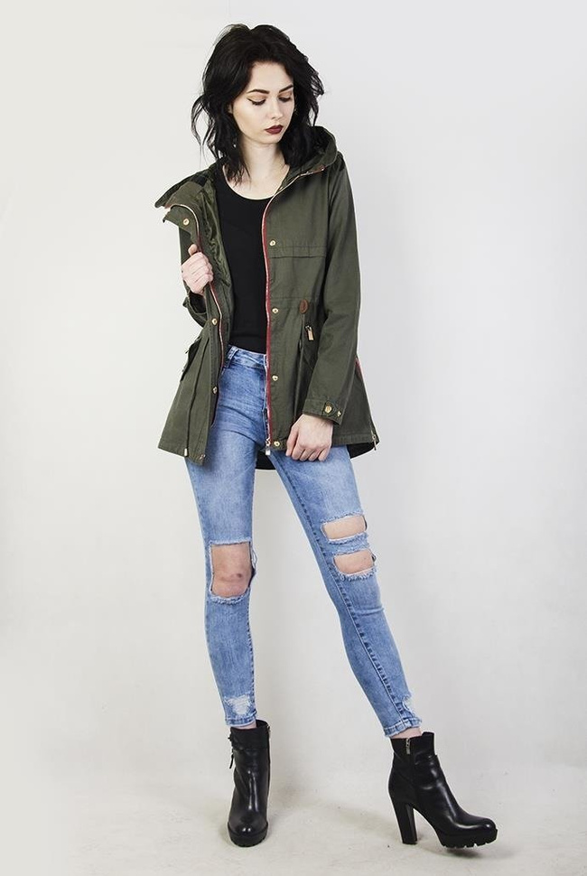 Khaki kurtka typu parka