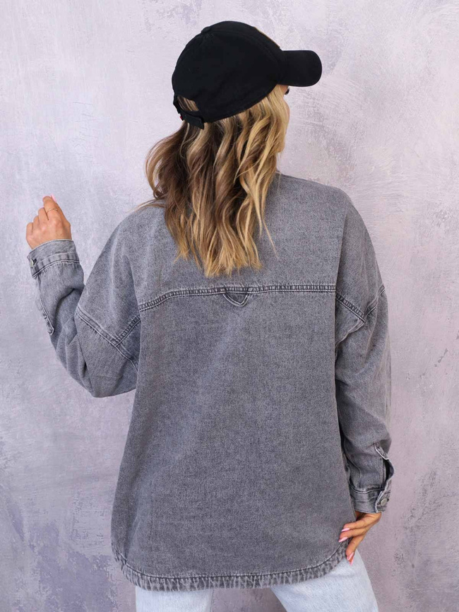 KURTKA KOSZULOWA JEANSOWA- SZARA